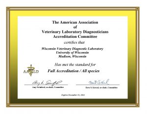 WVDL AAVLD Accreditation Certificate Madison